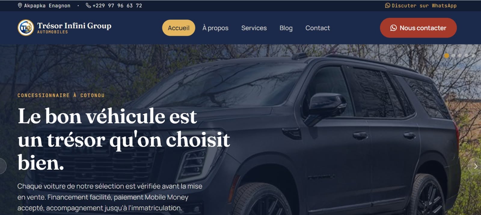 Création du site institutionnel de Trésor Infini Group